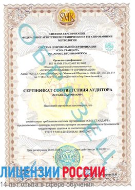 Образец сертификата соответствия аудитора №ST.RU.EXP.00014300-1 Бердск Сертификат OHSAS 18001